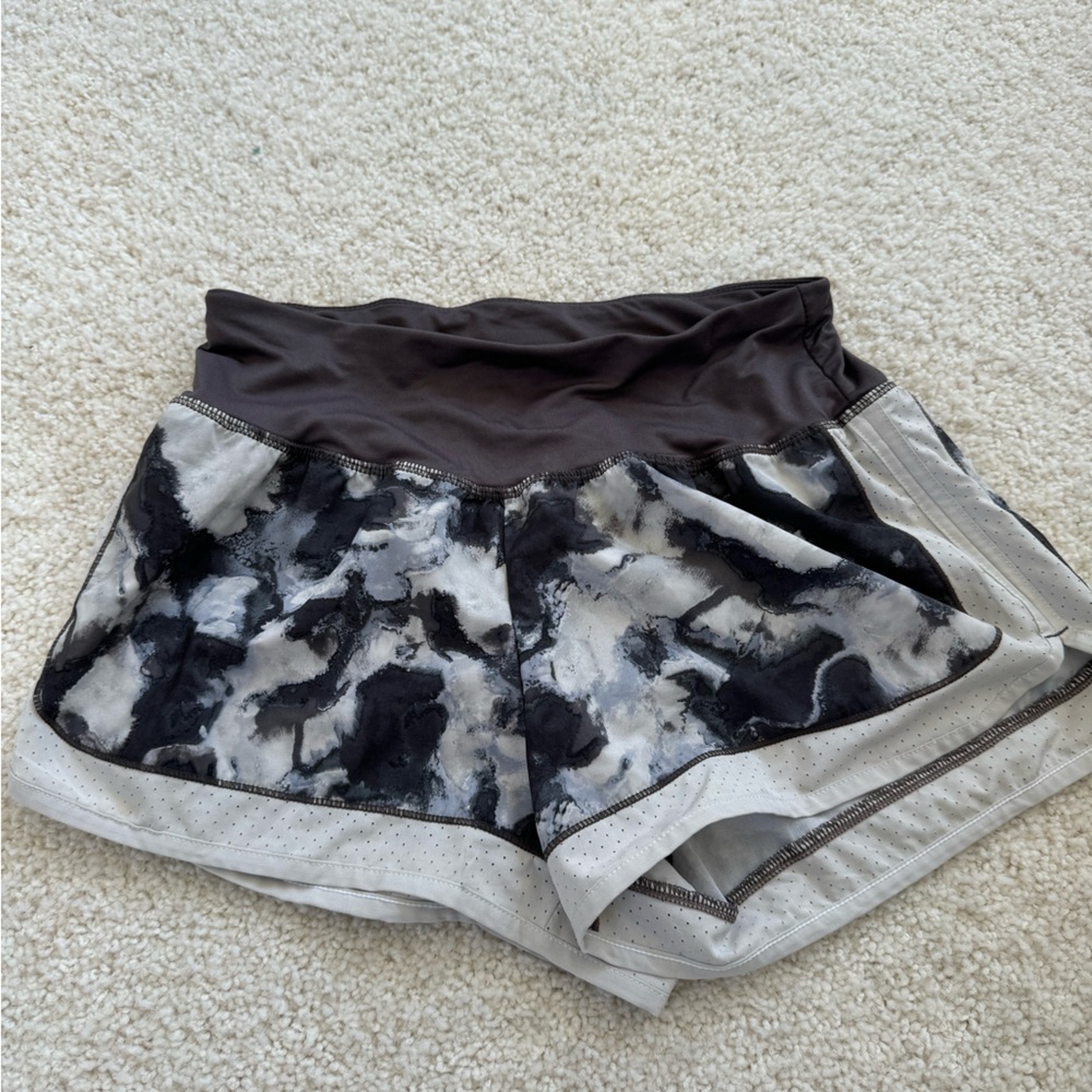 Champion size small running shorts- gray and white tie dye with back zipper